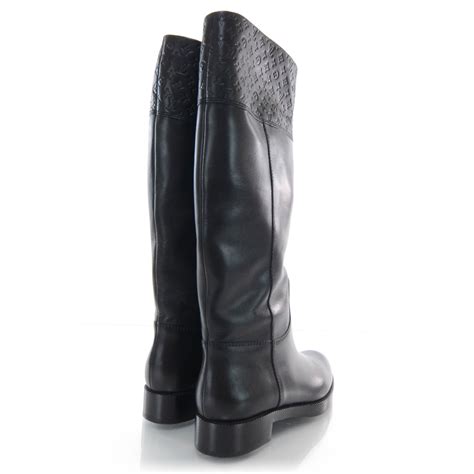 faux leather louis vuitton black men's long boots